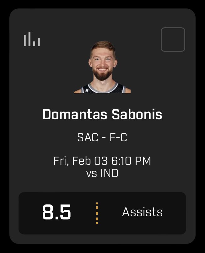 propdiggs's tweet photo. 🚨NBA Play #4🏀 2/3🚨
#DomantisSabonis u8.5A🔒
OddsJam has him going u-130. The under has cashed 37/46 times this season📉. He’s also gone under last 10/15 games👀
Join the 🆓 Discord for MORE PICKS🔥
https://t.co/6dD7UdczHG
#PrizePicksNBA #GamblingTwitter #PrizePicksLocks https://t.co/Vk7WIW8Ctd