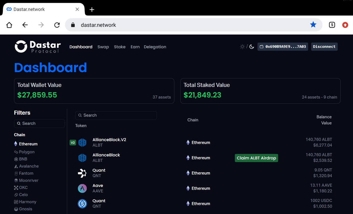 AnyaMoore98's tweet photo. @Crypto_Racer_ @allianceblock I claim my ALBT airdrop after  receiving a notification on my Dastar Dashboard 
Can I use this New ALBT as liquidity in Uniswap or I need to wait ? https://t.co/lX7HtNbjiQ