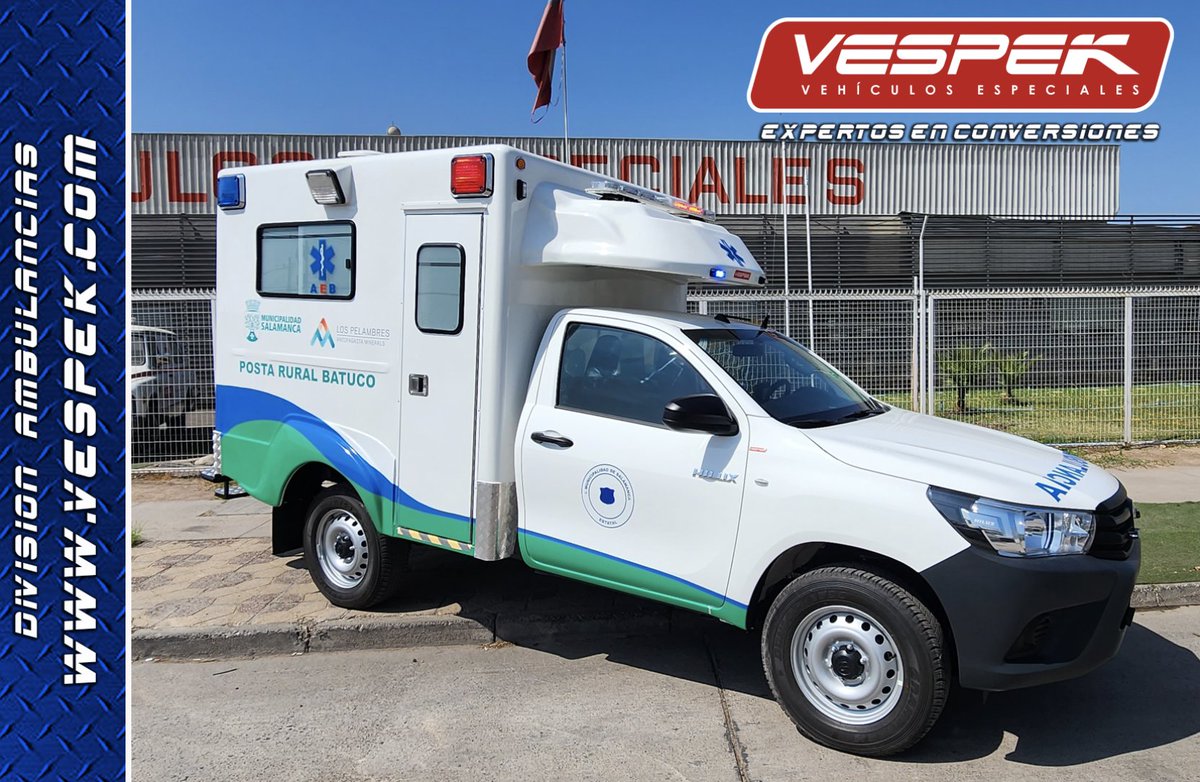 Vespek_'s tweet photo. Equipo #Vespek 🏆 Entregando nueva #Ambulancia 🚑@ToyotaChile Hilux 4x4, proyecto @aminerals para @munisalamanca y su comunidad 🇨🇱 . Equipamiento multifuncional AEB revestimiento y mobiliario sanitario con Nanopartículas de cobre #BioGelCoat 🥇 https://t.co/qcW6BpoFJ6
