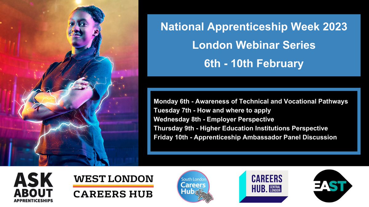 It's not too late! Sign up for our #naw2023 #london webinars starting next week Monday. lnkd.in/ePa9ShaQ #apprenticeships #nationalapprenticeshipweek #careers #education #employment #students #youth