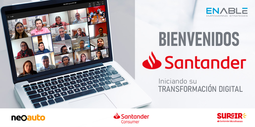 Santander Consumer Perú ya inició su transformación digital. De la mano de Enable, en conjunto con <a href="/SAP/">SAP</a> lograremos la integración de su información, mejoraremos sus procesos de back office y obtendrán reportes en tiempo real. ¡Bienvenidos a la era digital de Enable!
#Innovacion