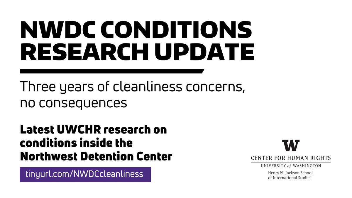 #Breaking research update on conditions at the NWDC: New ICE documents obtained by UWCHR under FOIA show complaints about unsanitary conditions inside the detention center have been documented for at least 3 years, with no action ultimately taken. tinyurl.com/NWDCcleanliness