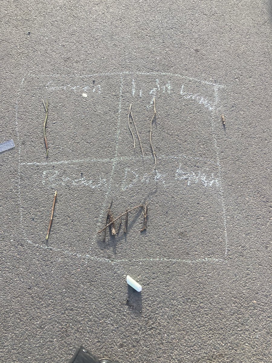 Fab afternoon taking part in some outdoor based numeracy learning with colleagues at @KingsParkPS Particularly proud of this creation &amp; can’t wait to try out some of my learning with P5 next week! Thanks for letting me join your training. #AspireBelieveAchieve