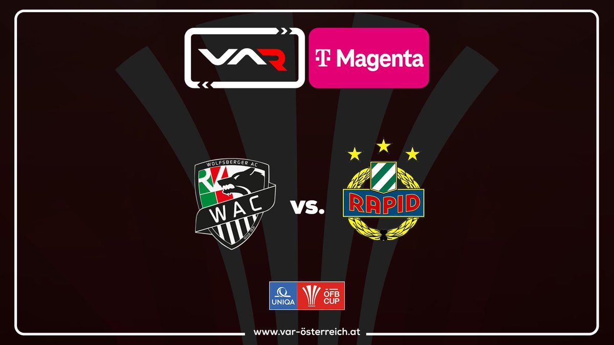 VAR_Oesterreich's tweet image. Das erste Viertelfinale des UNIQA ÖFB Cups steht heute am Programm! 🗓📌

Viertelfinale I ⏰ 18:00
@WolfsbergerAC vs @skrapid I SR Stefan Ebner
#VARÖsterreich #VARheit #UNIQAÖFBCup
