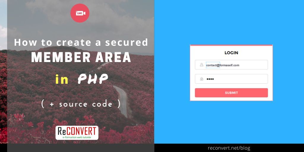 reconvertme's tweet photo. Don't know how to protect part of your website? Access this tutorial which helps  PHP developers beginners to implement a member area by login and password, in just 30 minutes. https://t.co/KdW4euIK88 https://t.co/i5cTf1k9rV
