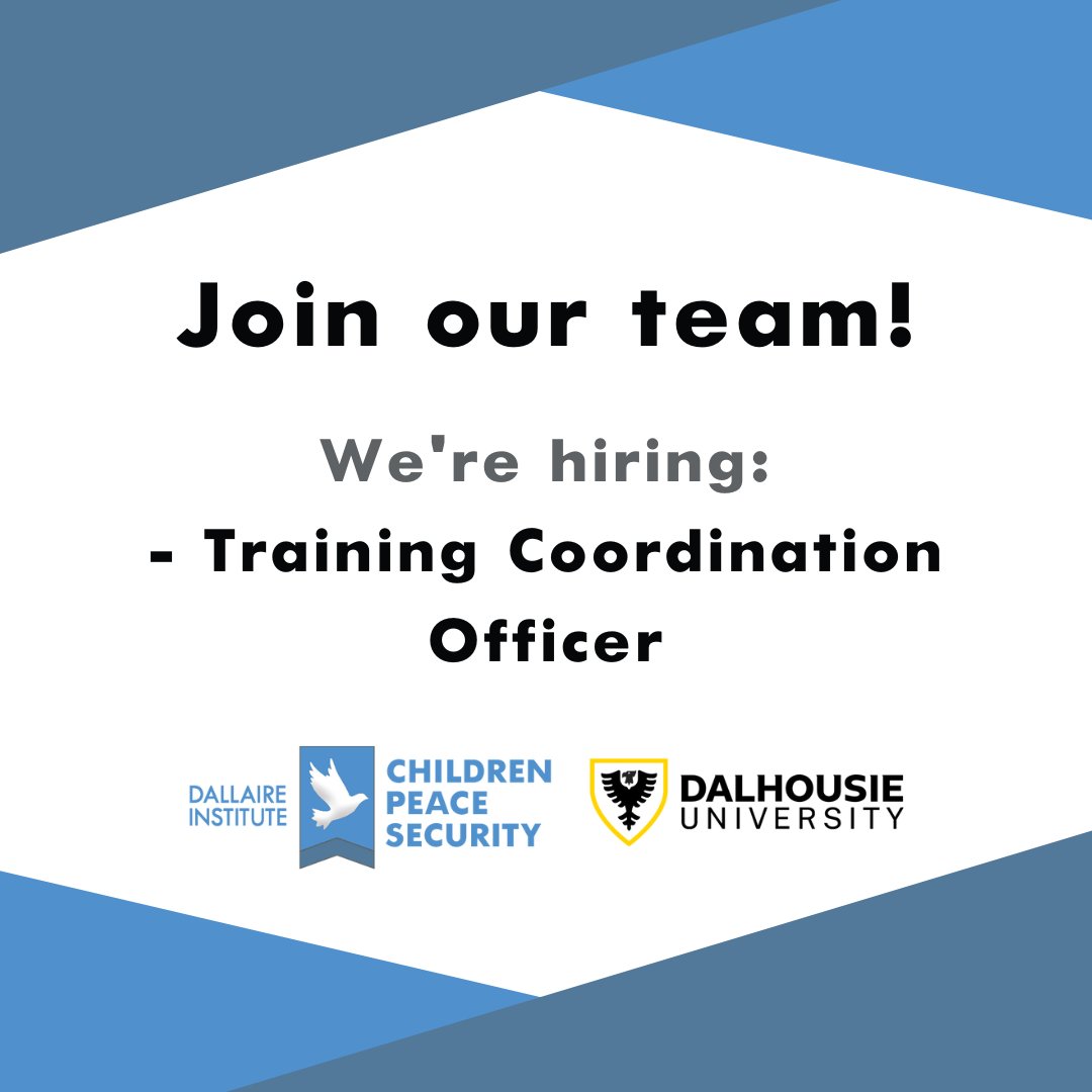 We're #hiring! Visit our website to apply with your cover letter and resume by 16 February 2023. ➡️ dallaireinstitute.org/get-involved #hiringnow #jobsearch #ngojobs #DalhousieUniversity #DallaireInstitute #ChildrenPeaceSecurity
