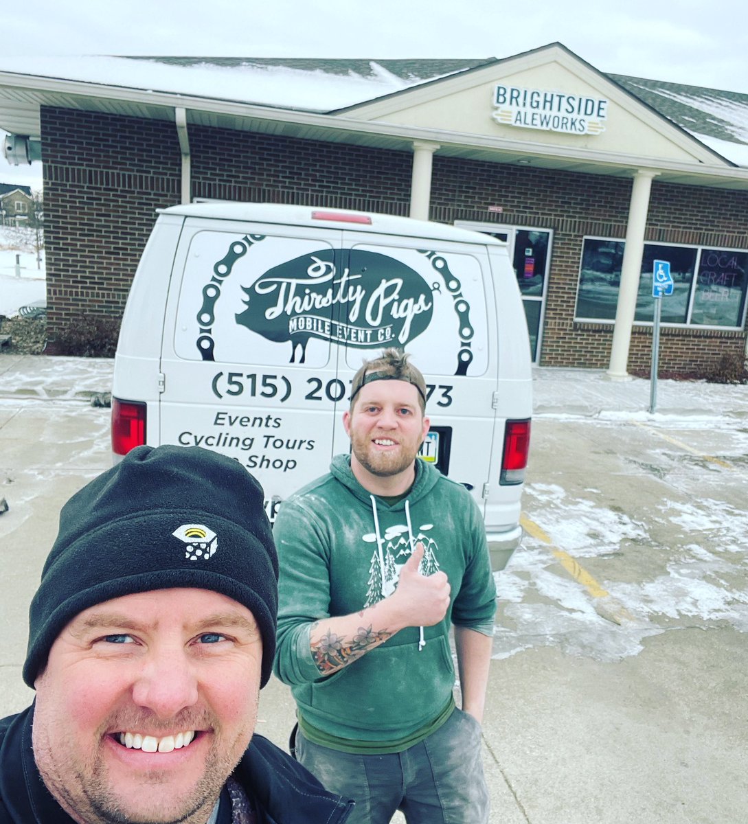 Picking up some lovely #craftbeer from <a href="/BrightsideAles/">Brightside Aleworks</a> today for my #cyclingfriends for #brrride #brrride2023 #winterbikeride #winterbike #tradition #perryiowa #rippeyiowa #perryareachamber