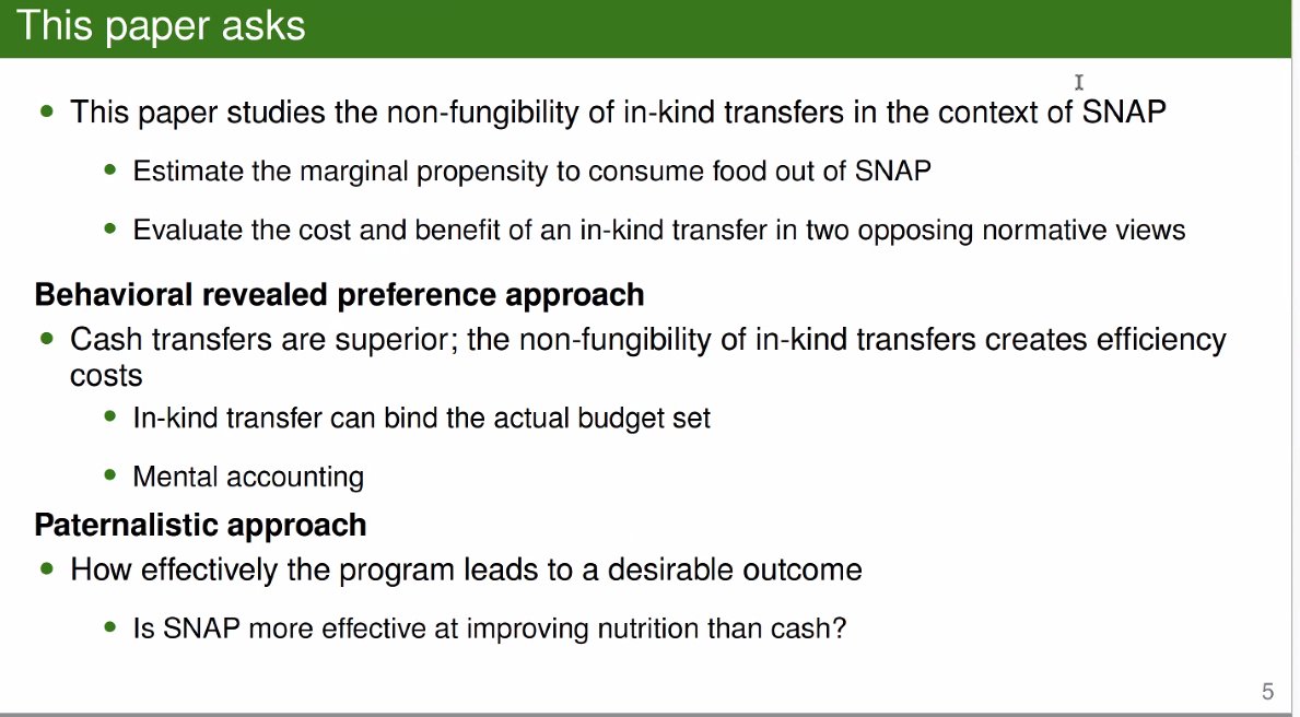 Luis E. Quintero (@leqonomics) on Twitter photo Glad to have Jintaek Song for our Postdoc talk at <a href="/JHUCarey/">Johns Hopkins Carey Business School</a> . His JMP asks should the gov provide cash or in-kind transfers? How paternalistic should these policies be? This makes a difference. He finds that they are not fungible.
1/9 Glad to have Jintaek Song for our Postdoc talk at <a href="/JHUCarey/">Johns Hopkins Carey Business School</a> . His JMP asks should the gov provide cash or in-kind transfers? How paternalistic should these policies be? This makes a difference. He finds that they are not fungible.
1/9