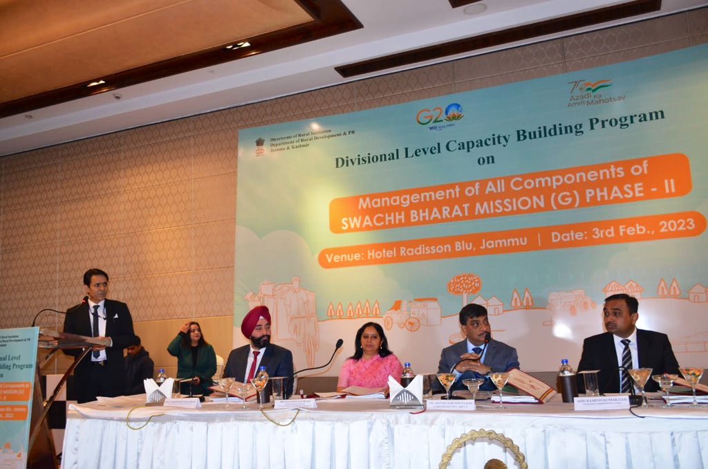 ddrsjammu's tweet photo. District level capacity building program held today under SBM -G phase II for all DCs, ACPs and BDOs of Jammu Division by Directorate of Rural Sanitation J&amp;K, chaired by worthy chief secretary J&amp;k. https://t.co/QIfQRfkoup
