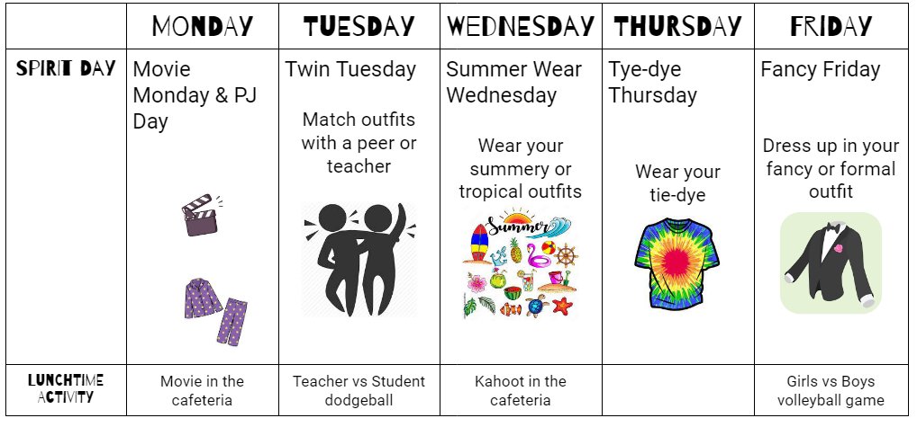 _MrsHutchison's tweet photo. @RmsMiddle's Winter Spirit Week is happening next week!  Check it out. https://t.co/iKyIeorGkW
