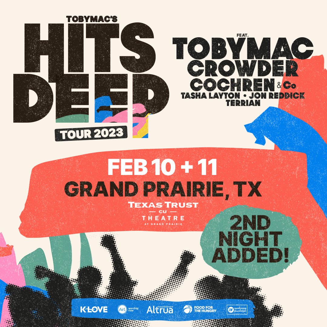 tobymac's tweet photo. I'll be in Dallas 2 night next weekend. Feb 10/11
See you there! 
https://t.co/chOagB6UGR

#dfw #dallas #hitsdeeptour https://t.co/T39yIEryAR