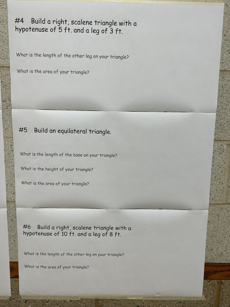 KennethDunlap1's tweet photo. We did some “hands on” constructions today using painter’s tape and the square foot floor tiles.  Great way for kids to “show what you know” about triangles and the Pythagorean theorem. @IHSchools @IHMiddle #ihpromise https://t.co/GSCzwjZin1