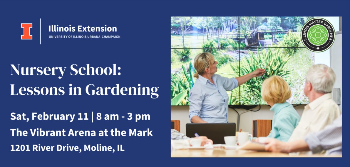 U_IL_Ext_HMRS's tweet photo. Spend a winter's day learning about and planning your summer gardens! Register by Sunday to join us at Nursery School: Lessons in Gardening. Experts give tips, advice and insights on wide array of topics for the home gardener. Sign up at https://t.co/NpcabTiwtq https://t.co/GHesz620I3