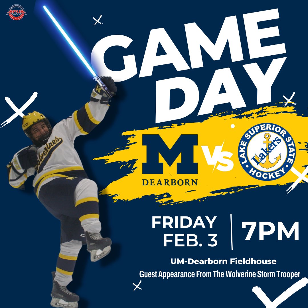 UM_DearbornWHKY's tweet photo. TS GAME DAY! The Wolverines take on the Lakers tonight at 7pm at the Field-house. #rolldear #goblue 〽️🏒 https://t.co/rABw5x3iQA