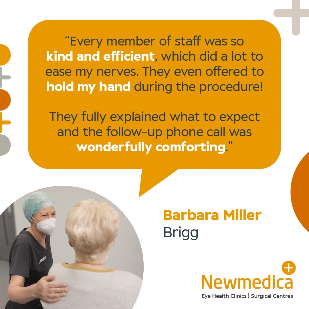 Being nervous before surgery is completely normal. 
That’s why we do everything we can to put our patients’ minds at ease.​

See how Barbara found her experience.​

For more information on cataracts, visit: newmedica.co.uk/conditions/cat…