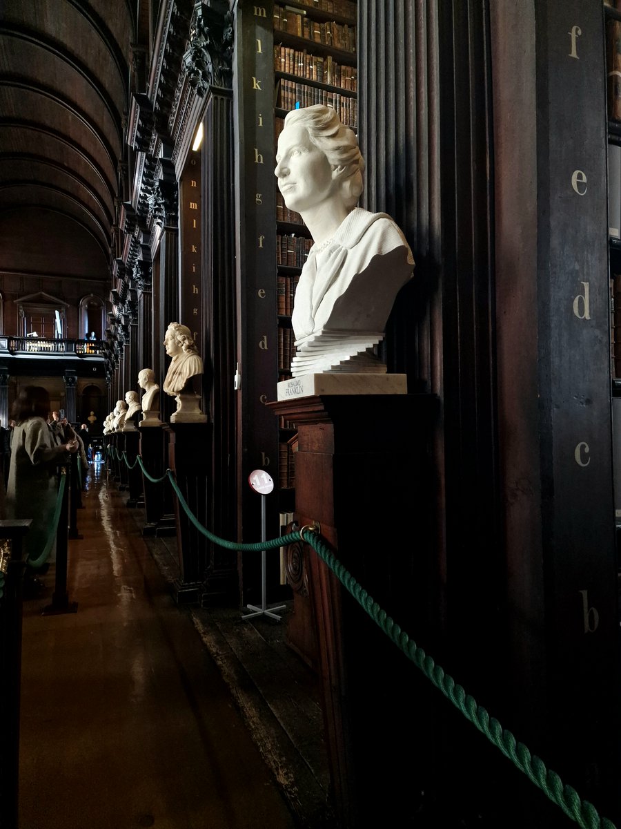 BookOfKellsTCD's tweet photo. We are in awe of the 4 new sculptures of outstanding women that now sit at the heart of the Old Library. ❤️#TrailblazingWomen https://t.co/2CBzj07mkt