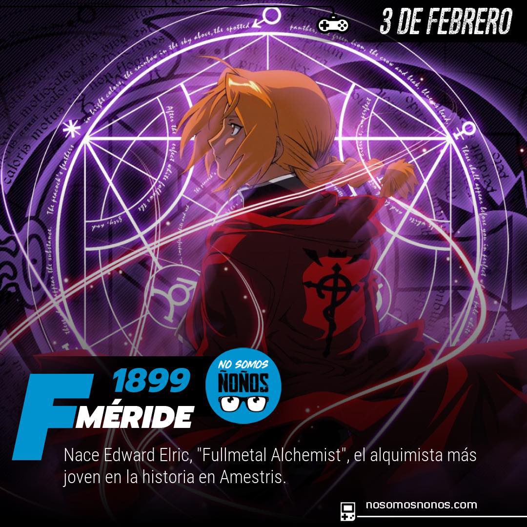 NoSomosNonos's tweet photo. El cumpleaños de Edward Elric de #FullMetalAlchemist, 41 años de #MissPacMan y mucho más en nuestras #Ñoñoefemerides de hoy. 

https://t.co/V2yWDwUEyJ https://t.co/9eL7ELjOir