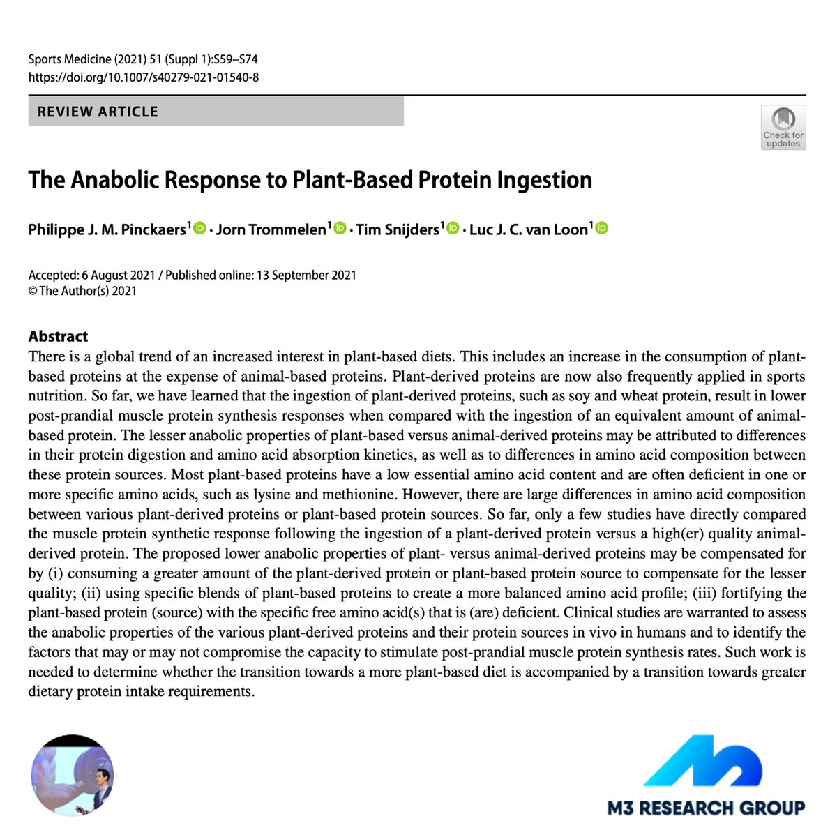 The anabolic response to plant-based protein ingestion

Our 2021 review:
pubmed.ncbi.nlm.nih.gov/34515966/

A thread 🧵👇  

#protein #plantbased #veganbodybuilding
