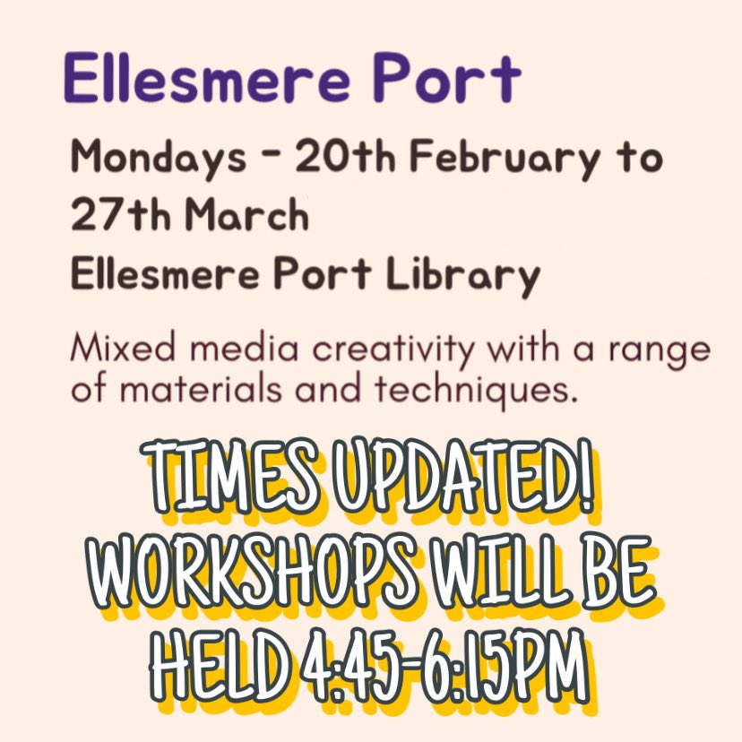 Our upcoming FREE workshops for LGBTQ+ people in Ellesmere Port are very soon!! 
To book your place email office@radiatearts.co.uk 

#ellesmereport #creativeworkshops #lgbtqia #truecolours #wellbeing #expressiveart #ellesmereportcommunity #pride #artworkshops <a href="/cwaclibraries/">Cheshire West and Chester Libraries</a>