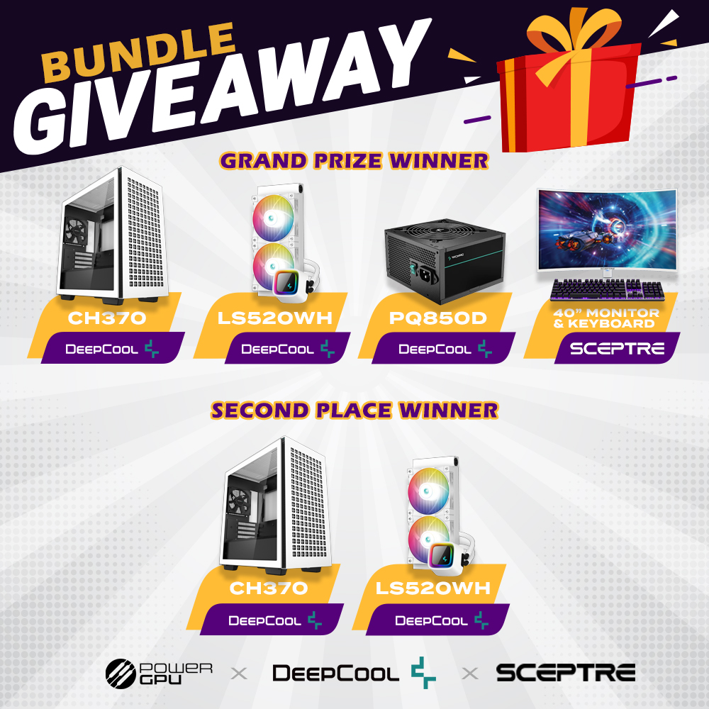 MASSIVE BUNDLE GIVEAWAY: We are super excited to announce this Bundled Giveaway! To enter, perform these tasks via the link below: - Retweet/like and tag a friend - Follow @DeepCoolNA , @PowerGPU , @SceptreDisplay Enter Here: Gleam.io/Mgf10/powergpu…