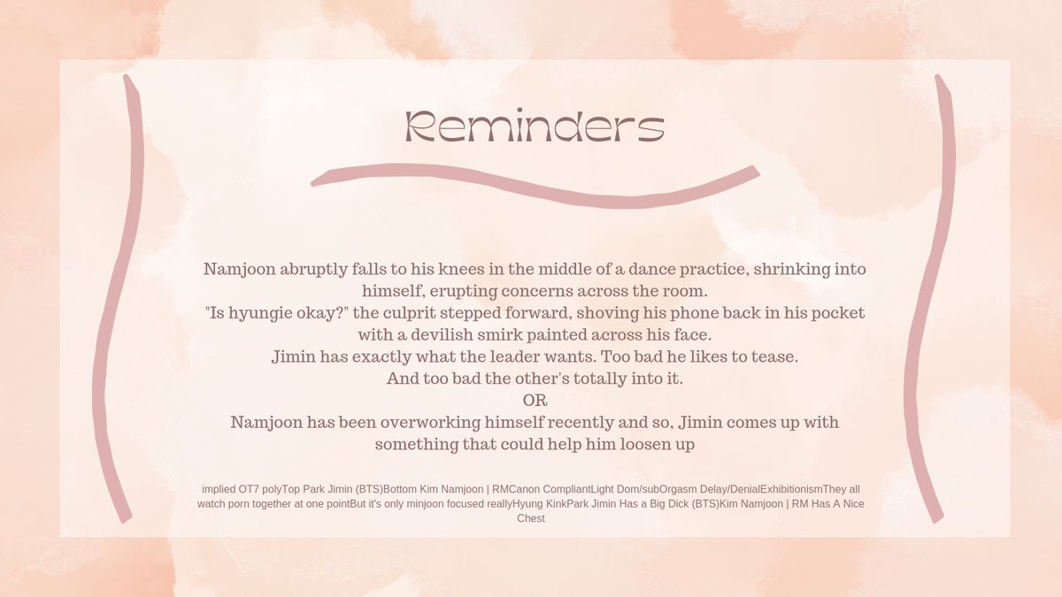 bottomjoonfest's tweet photo. 🍑Reminders🍑
𝕄𝕚𝕟𝕚𝕞𝕠𝕟𝕚. ℂ𝕠𝕞𝕡𝕝𝕖𝕥𝕖. 𝔼𝕩𝕡𝕝𝕚𝕔𝕚𝕥
https://t.co/sOfj8RJOys https://t.co/d4Kf10g3R0