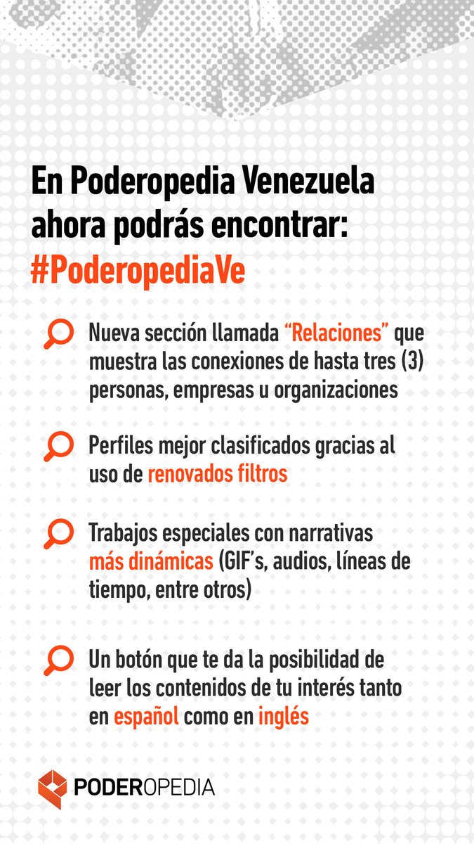 PoderopediaVe's tweet photo. #Lee perfiles y trabajos especiales en #PoderopediaVe ahora en inglés. 👉 Descubre más aquí: https://t.co/tPMMOjskaR https://t.co/JhF8FT2zof