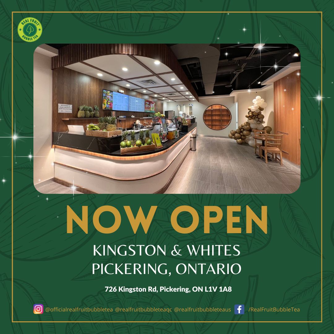 RFBubbleTea's tweet photo. 🇨🇦🎉NOW OPEN🎉🇨🇦

Real Fruit Bubble Tea has officially arrived at Kingston &amp; Whites, Pickering Ontario! 

Could we be more excited? 💚

Come visit our new location and have a blast trying our ultimate best seller 🌟🥭Mango Diamond Slush 🥭🌟 
#realfruit #bubbletea #pickering https://t.co/Wm0aGcMHDg