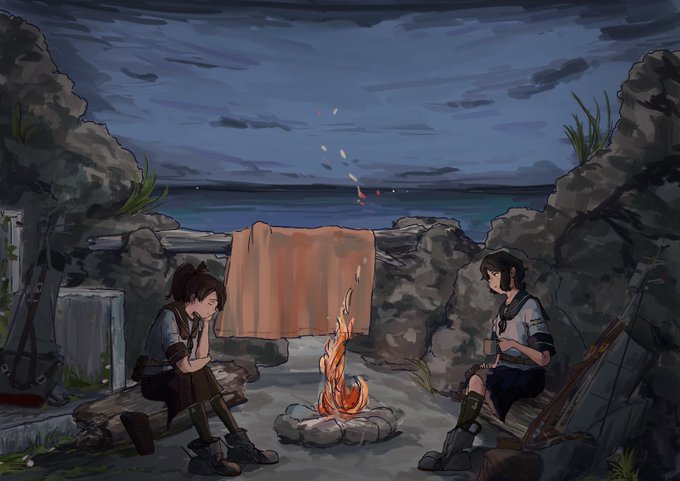 「brown hair campfire」 illustration images(Latest)