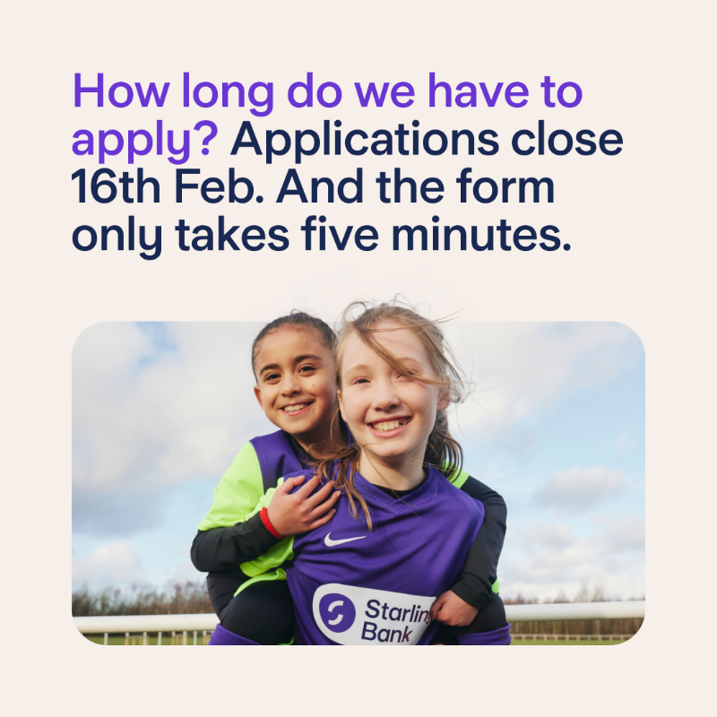 StarlingBank's tweet photo. We've partnered with @Gift_of_Kit to help grow the women and girl’s football community 💪

Clubs and schools can apply for a free Starling team pack (football kits, training equipment and a coach's tracksuit) or a coaching course voucher – or both!

T&amp;Cs apply. Apply here 👇