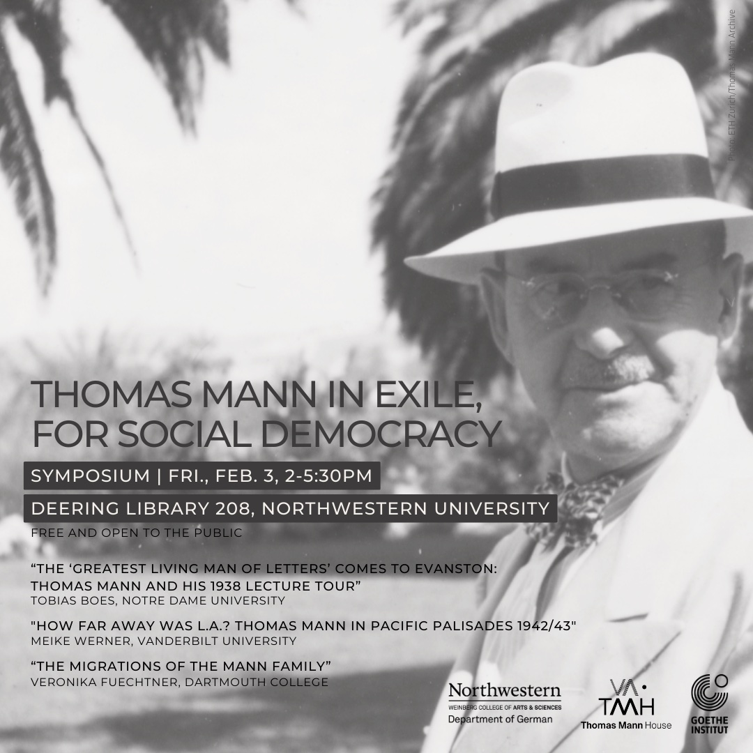 Thomas Mann on the road: We are thrilled to have the <a href="/GermanatNU/">Northwestern University German Department</a> host our traveling exhibition “Democracy Will Win!”. Join their kick-off symposium with Tobias Boes, Meike Werner &amp; Veronika Fuechtner today. Register here 👉 eventbrite.com/e/519176499887…