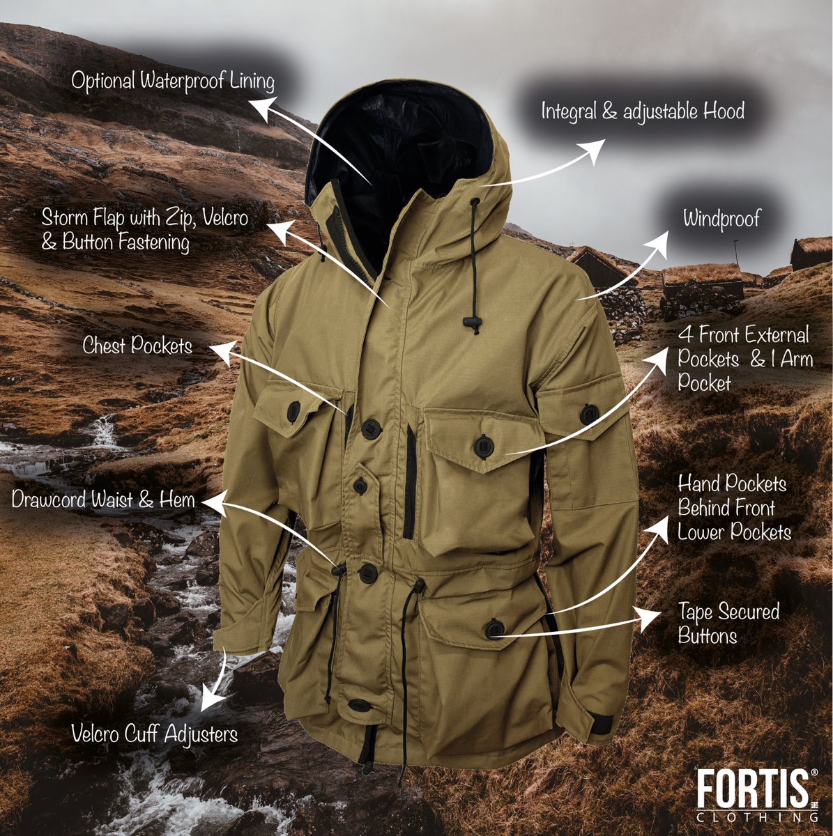 The SAS Smock! 

#outdoorclothing #adventure #handmadeintheuk #hiking #explore #britishmade #sustainability #handmade #mountains #outdoorclothingshoot #fortisclothing #sassmock #waterproofsmock #countryside #outdoorclothingmanufacturer #outdoorwear #nature #outdoorclothingfactory