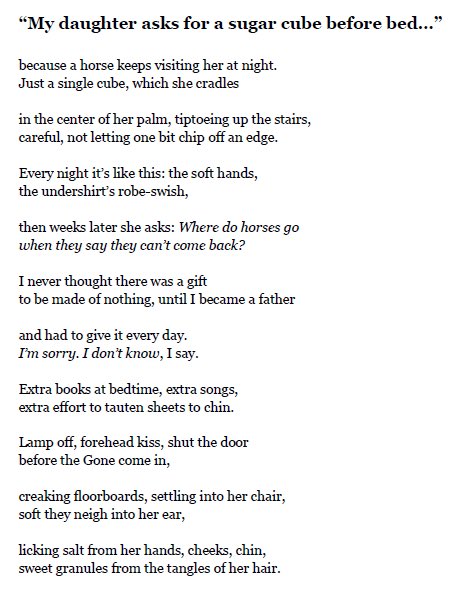 GabrielleBates's tweet image. Sometimes my heart just needs to reread the sugarcube nighthorse daughter poem by @toddedillard.