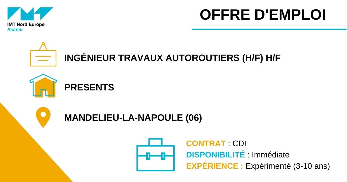 [ OFFRE D'EMPLOI ]

Le #ServiceCarrière te propose une offre en CDI chez PRESENTS !

👉 imt-nord-europe.org/espace-emploi/…

Retrouve les offres d'#emploi proposées par les Alumni ou nos partenaires sur le site web de l'association !