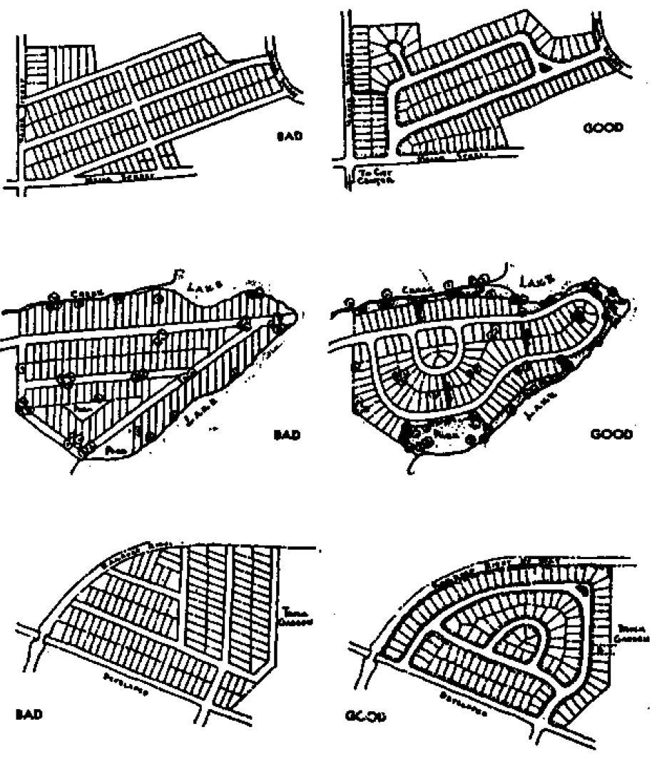 The reason most of our post-World War 2 street networks are conducive to urban sprawl is that the Federal Housing Administration told policymakers grids and connectivity were bad! Take a look at FHA guidance published in the 30s to 50s.