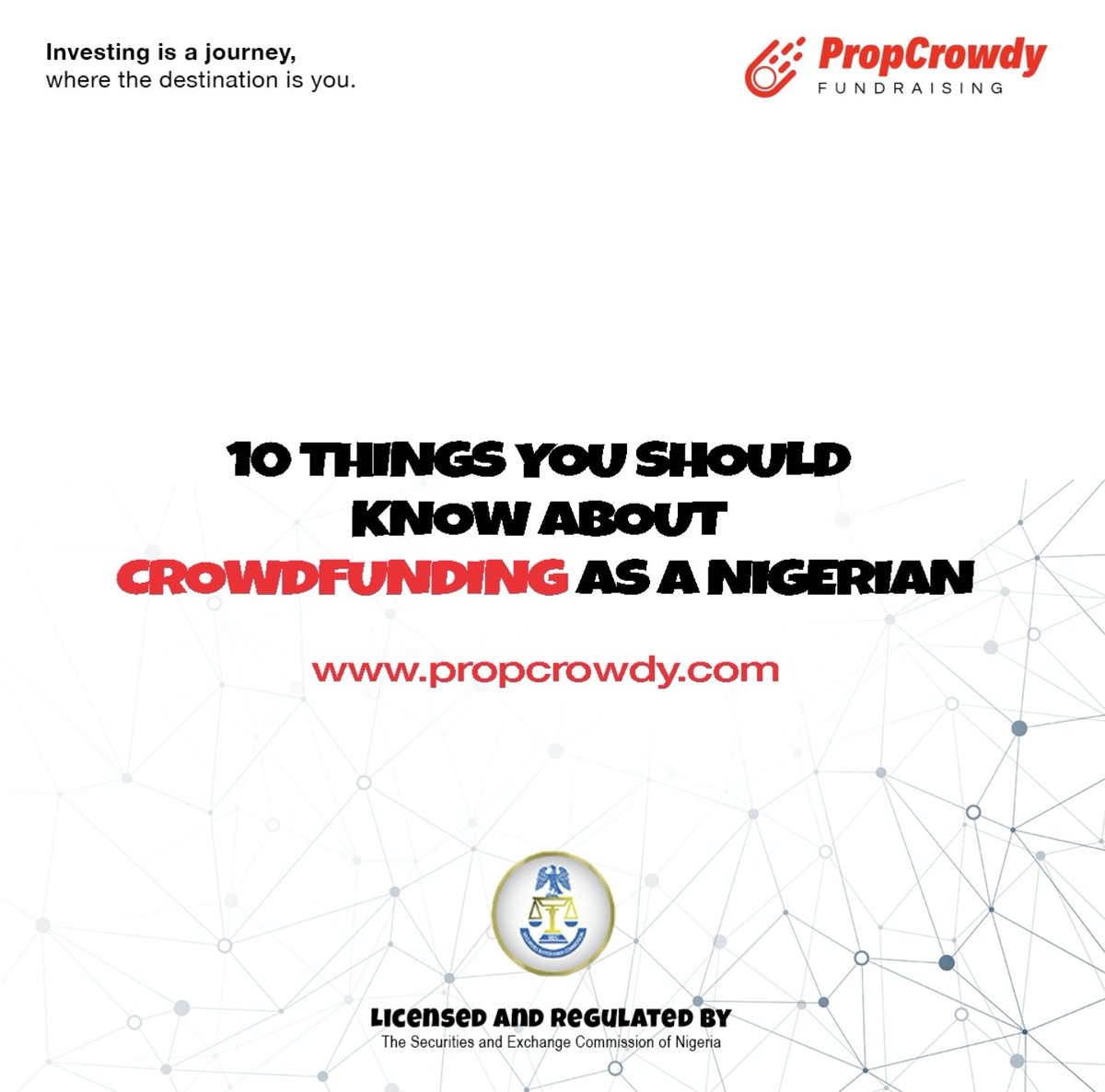 propcrowdy_ng's tweet photo. 10 Things You Should Know About Crowdfunding.
 
#Propcrowdy #crowdfunding #Nigeria https://t.co/t2p8ACo7Kv