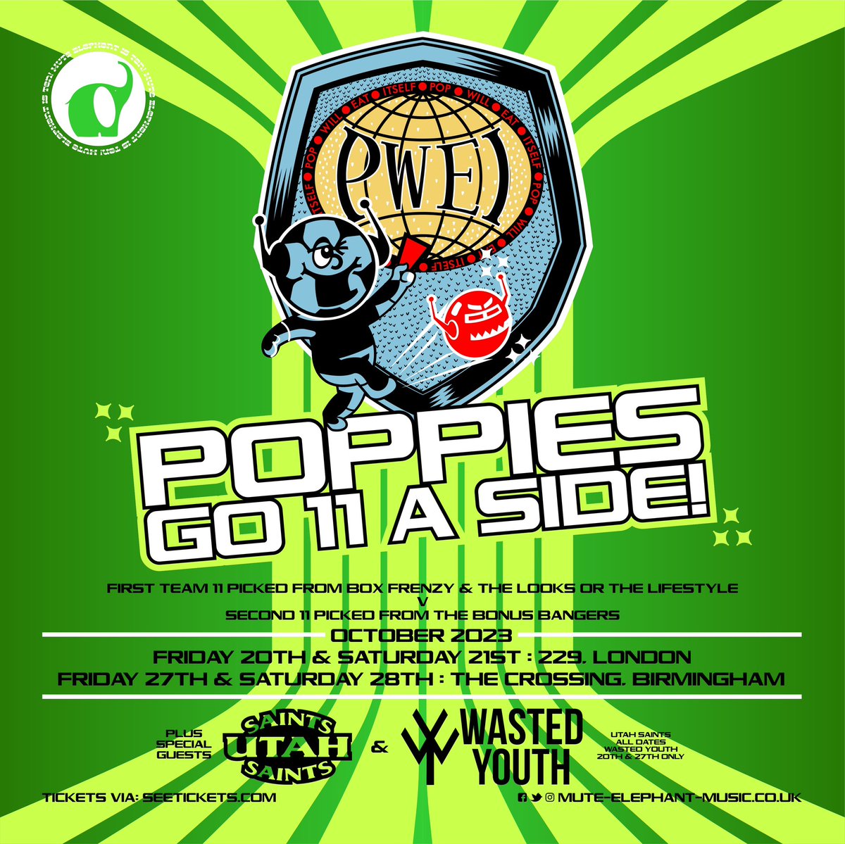 POPPIES GO 11 A SIDE ⚽️

We’re excited to announce 4 special shows in Oct playing 229 Venue in London 20th &amp; 21st &amp; The Crossing Digbeth in B’ham 27th &amp; 28th. 

The shows will feature 11 picked from Box Frenzy &amp; The Looks Or The Lifestyle and 11 from The Bonus Bangers!