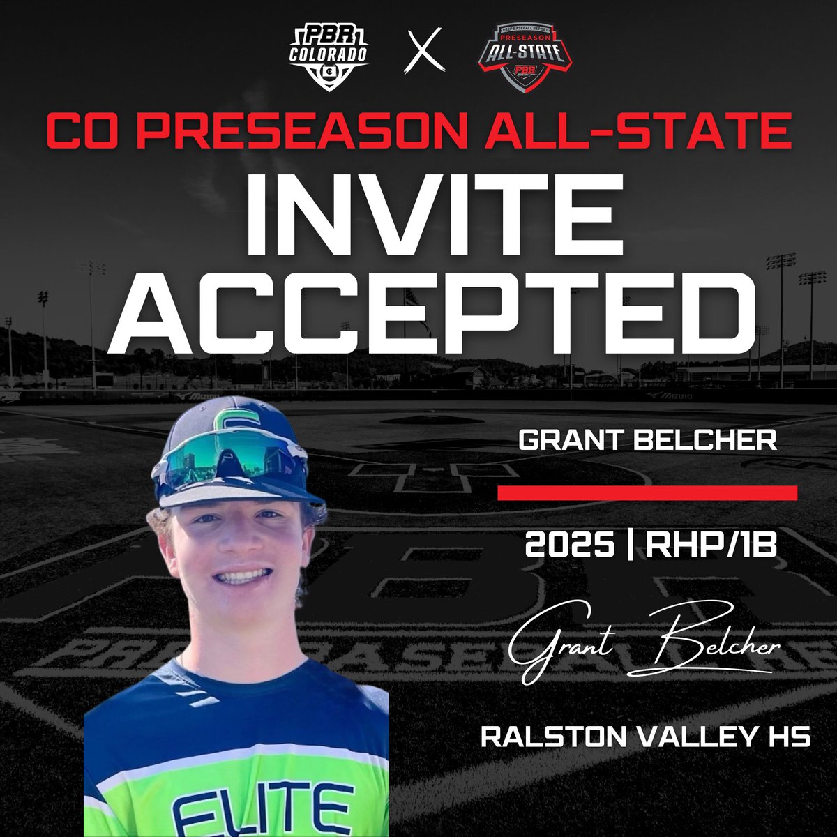 ✍️𝐀𝐋𝐋-𝐒𝐓𝐀𝐓𝐄 𝐈𝐍𝐕𝐈𝐓𝐄 𝐀𝐂𝐂𝐄𝐏𝐓𝐄𝐃✍️

'25 RHP/1B Grant Belcher (<a href="/Grant_Belcher8/">Grant Belcher</a>) has accepted his invite to the 2023 Preseason All-State.

Request an invite➡️ loom.ly/TP8t-vw