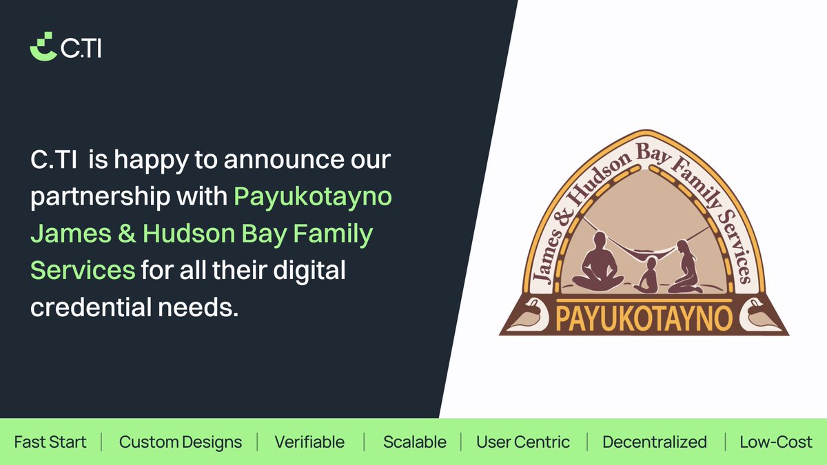 C.TI  is happy to be Payukotayno James &amp; Hudson Bay Family Services’ digital credential provider.

You can sign up for the C.TI credentialing platform instantly for just $1. Try it out &gt; bit.ly/3OXh2Nr