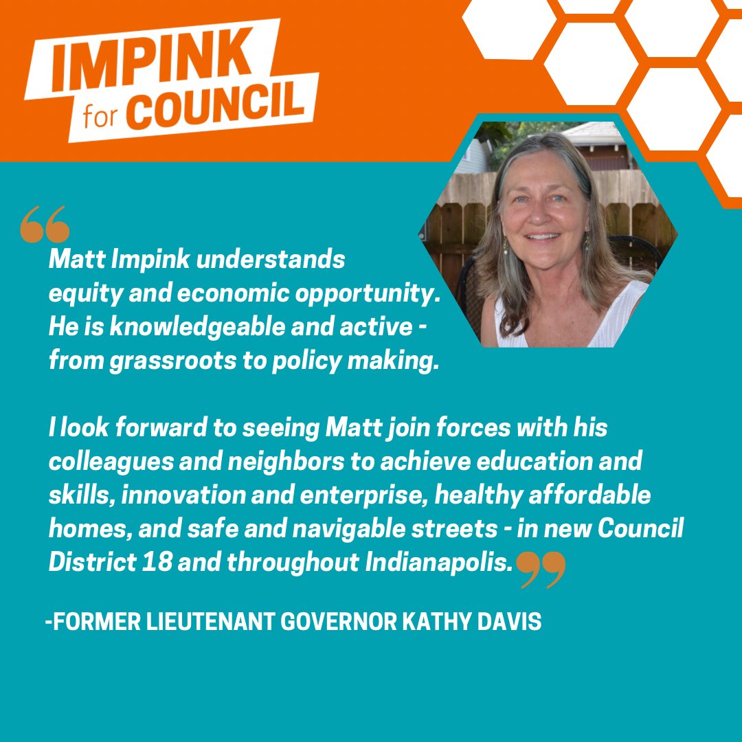 MattImpink's tweet photo. We’re honored that former Lieutenant Governor Kathy Davis is chairing our campaign. 

📣⬇️ Check out what she has to say about Matt here! https://t.co/f9ynrGV2If