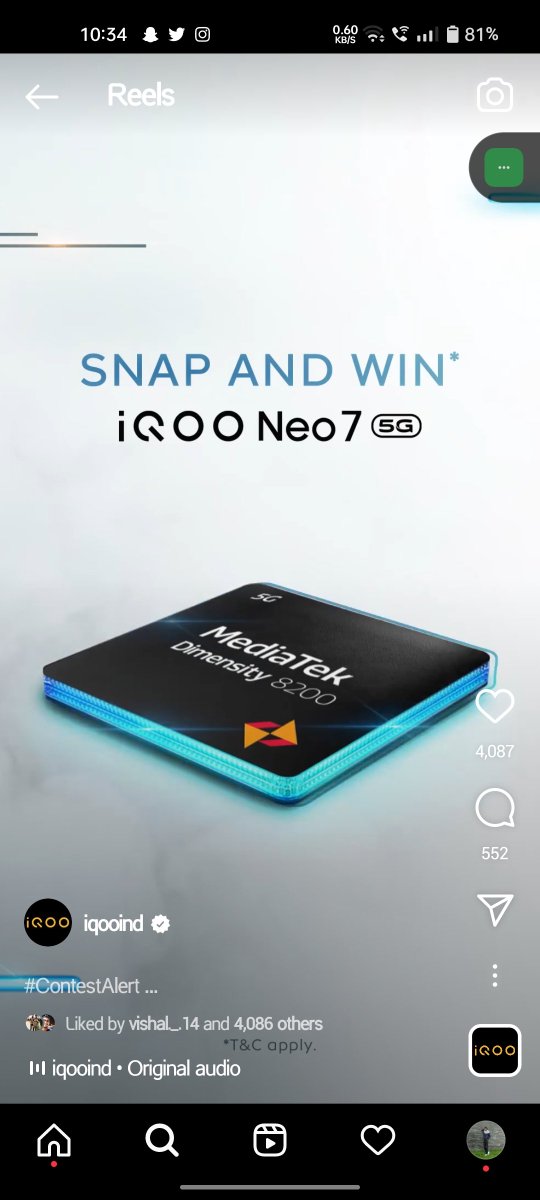 NandhuR2005's tweet photo. @IqooInd @RahulMohan_97 
@ImVishal003 
@JedWeSed_ 
#PowerToWin #iQOONeo7 
#AmazonSpecials https://t.co/0CGTOmWFfc