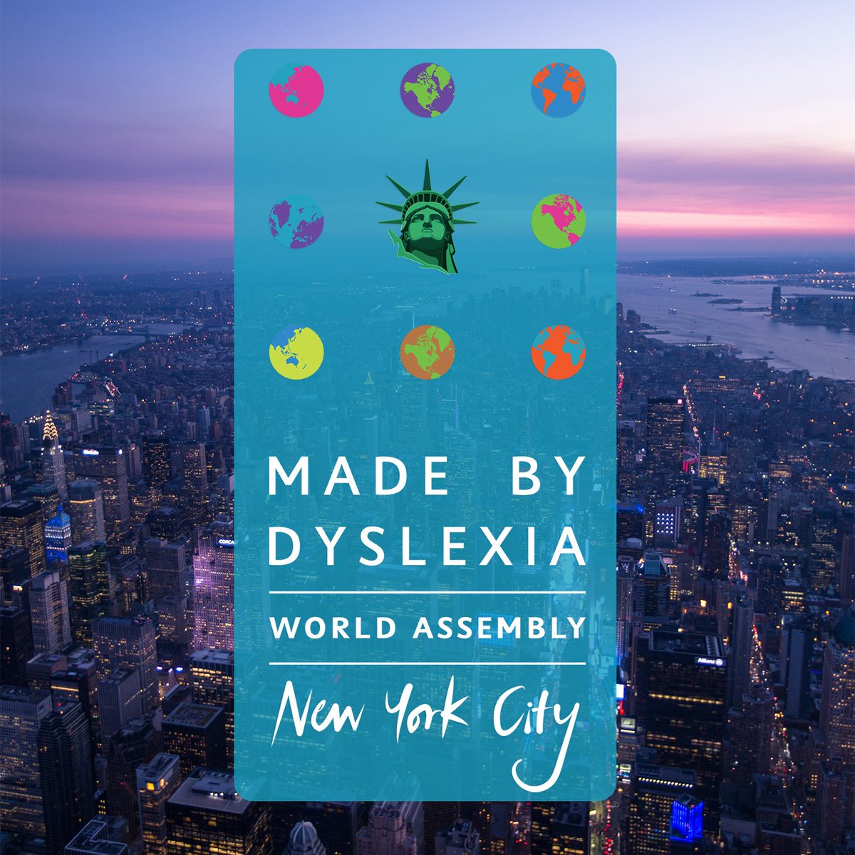 MadeByDyslexia's tweet photo. Ready to join us for the world's biggest celebration of Dyslexic Thinking? 

The World Dyslexia Assembly takes place at the David Geffen Hall, @LincolnCenter, NYC on April 3, 4pm - 7pm.

It's open to anyone who wants to understand the limitless power of #DyslexicThinking. https://t.co/cDnIwQMOcU