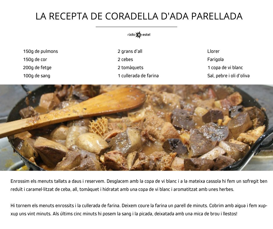 lacaravanaestel's tweet photo. T'animes a fer-ne? T'adjuntem la recepta de #coradella d'@adaparellada aquí! ⬇️ https://t.co/V8miUlS886