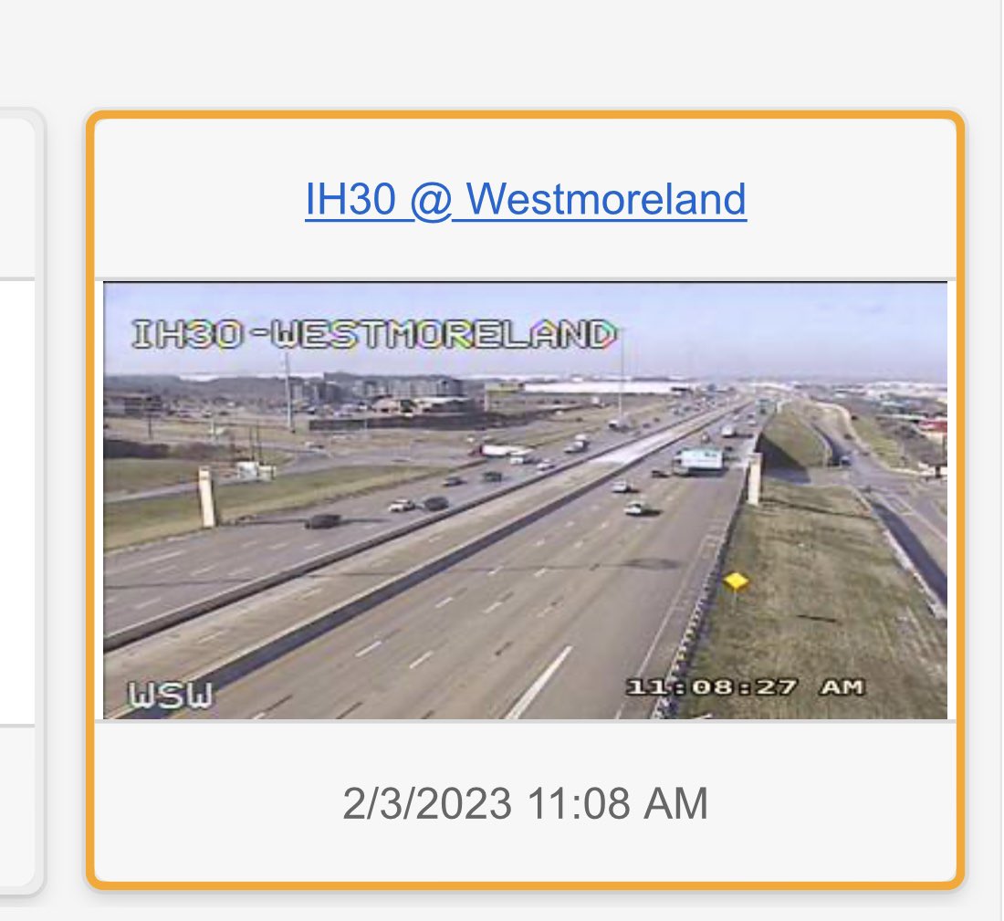 This is what I see out there right now! Can’t speak for 360, but I-30 appears to be moving. Just drive slower, that ice should be melting, but doesn’t mean a patch or two isn’t out there.  #Iamup <a href="/wfaa/">WFAA</a>