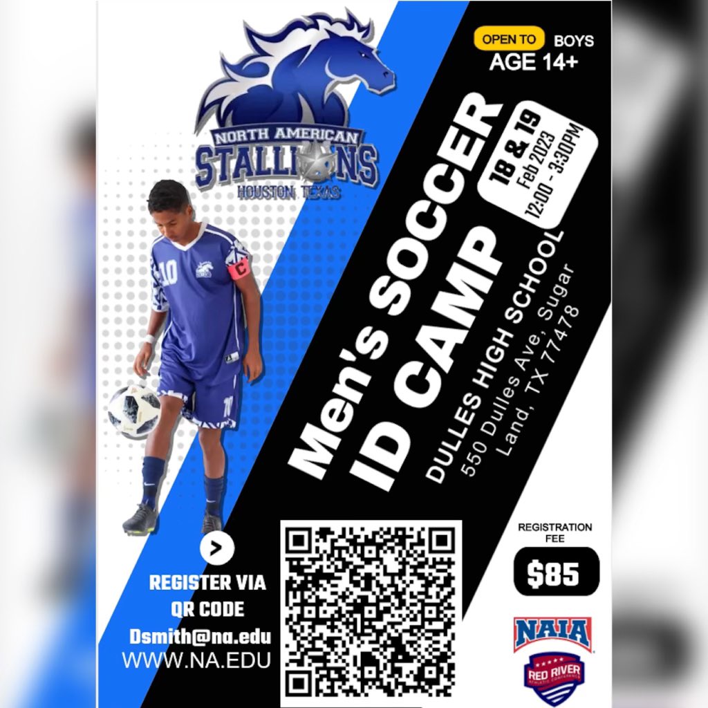NAU_Soccer's tweet photo. Our Men’s Soccer ID CAMP is designed for advanced players focused on their development and college recruitment. Our 2 day event will give recruits an opportunity to showcase their talents while training with college players and coaches.Register via the QR code or link below. https://t.co/kiGq5xMZDJ