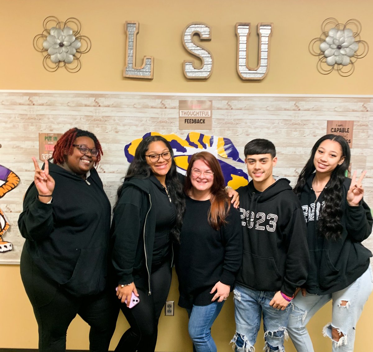 It’s family day <a href="/HumbleISD_SCHS/">Summer Creek High</a> Mrs. Wilson and I with our adopted seniors. We are so proud of them and love these crazy kids!