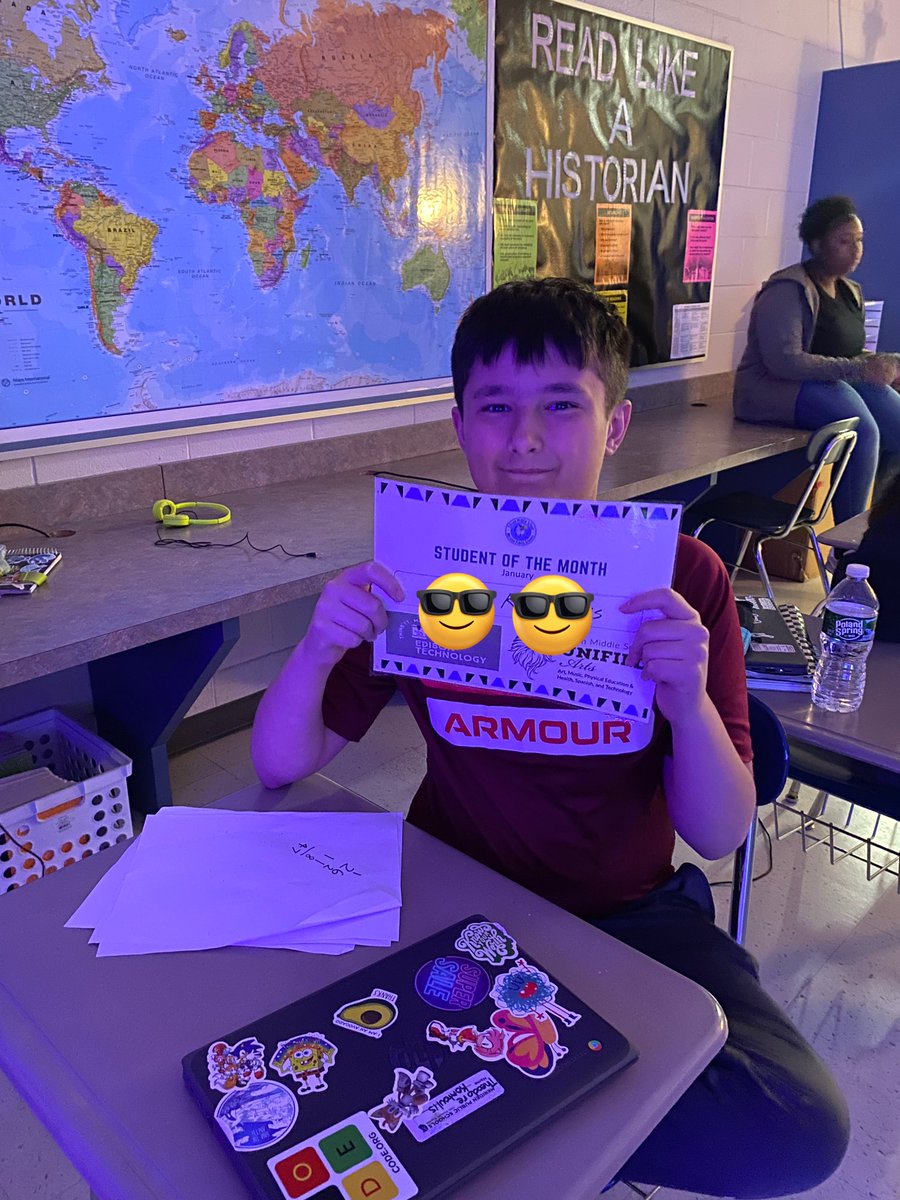 MsGaffey13's tweet photo. So excited to share we have a student of the month for their effort in Computers with Mr. Corte! Keep crushing it!! #teamoptimize #computercoder https://t.co/VzZlb6alK2