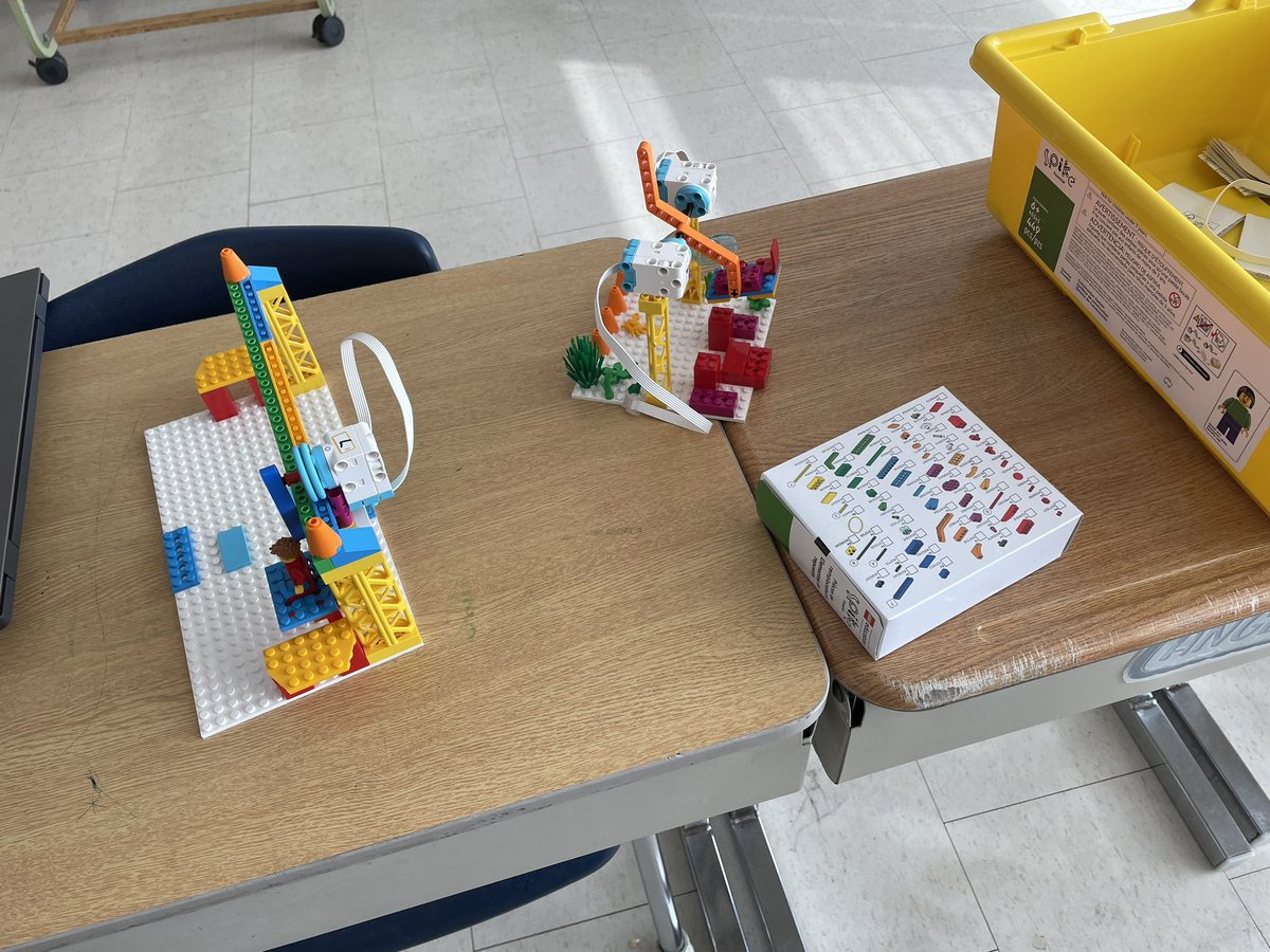 Bus cancellation isn’t ruining our coding fun today! We are loving exploring Lego Spike Prime! A moving Ferris wheel 🎡 that plays music was the first build and now these Vikings are conjuring up other creative things! Thanks <a href="/dtangred/">Derek Tangredi</a> and <a href="/MandyCleland1/">Mandy Cleland</a> for inspiring us 💕