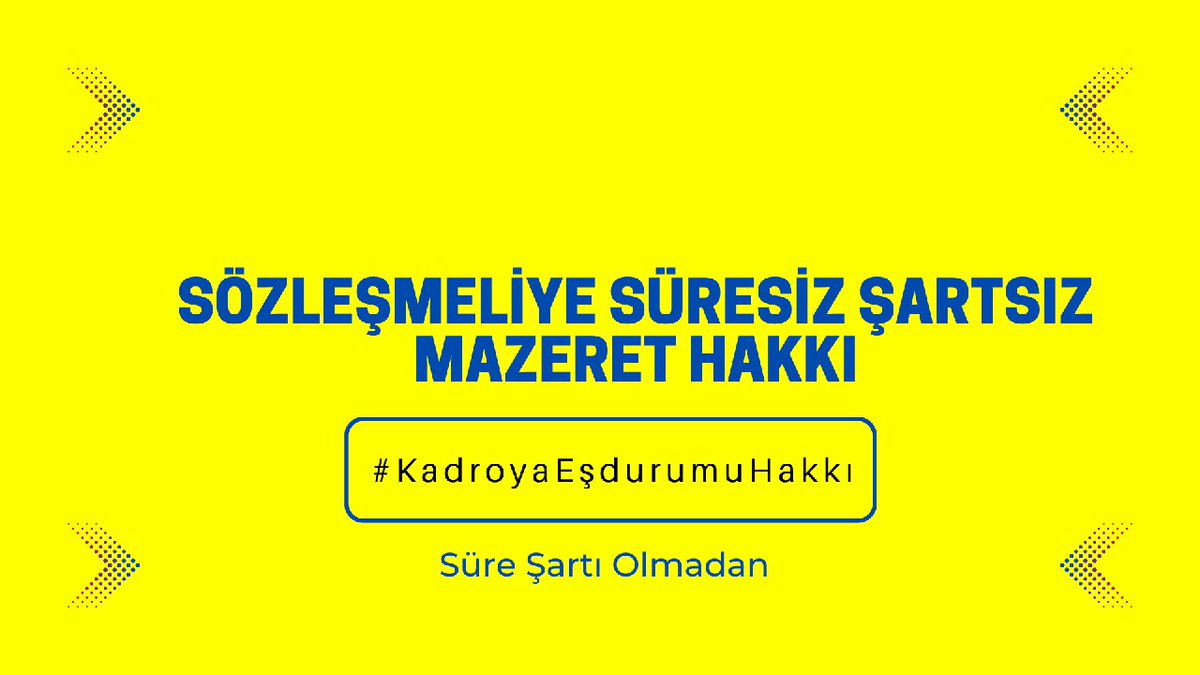 Biz sözleşmelilere kadro veriliyorsa kadrolunun hakları da verilmeli. Biz kadroyu ailelerimizle birlikte olabilelim diye istedik, eş tayini hakkının verilmediği bir kadro bizi mutlu etmiyor..
<a href="/AbdurrahimFIRAT/">Av. Abdurrahim Fırat</a> 
<a href="/ahmetgundogdu01/">AHMET GÜNDOĞDU</a> 
<a href="/aliihsanyavuz54/">Ali İhsan YAVUZ</a> 
#KadroyaEşdurumuHakkı
