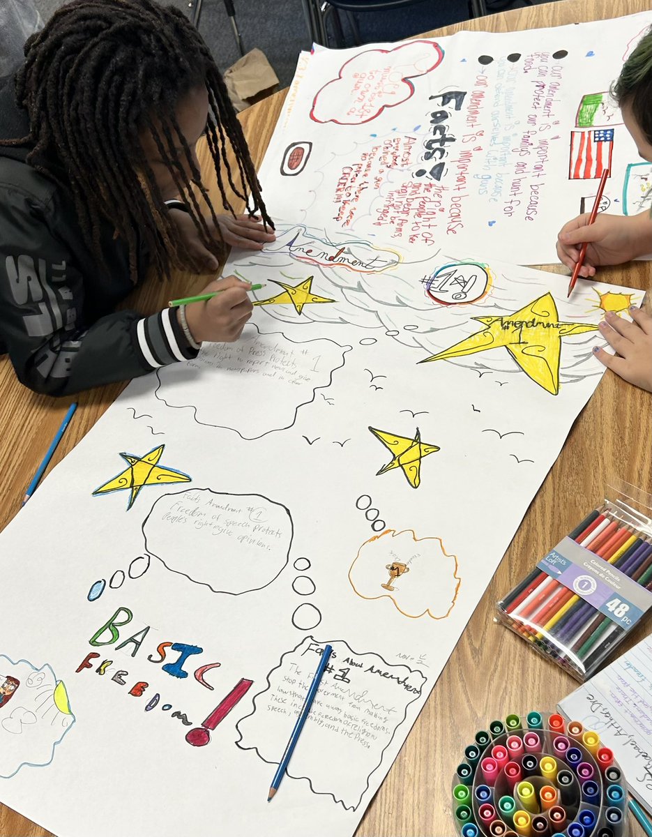 Ms. Ferguson’s 5th Grade class <a href="/SandburgD86/">Sandburg Elementary</a> learning about amendments. #D86Curriculum