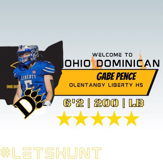 OhioDominicanFB's tweet photo. OFFICIAL!

Gabe Pence, Linebacker
Olentangy Liberty HS
6’2 200

Welcome home, Gabe! #LetsHunt🐾 https://t.co/wRNTsooHBT